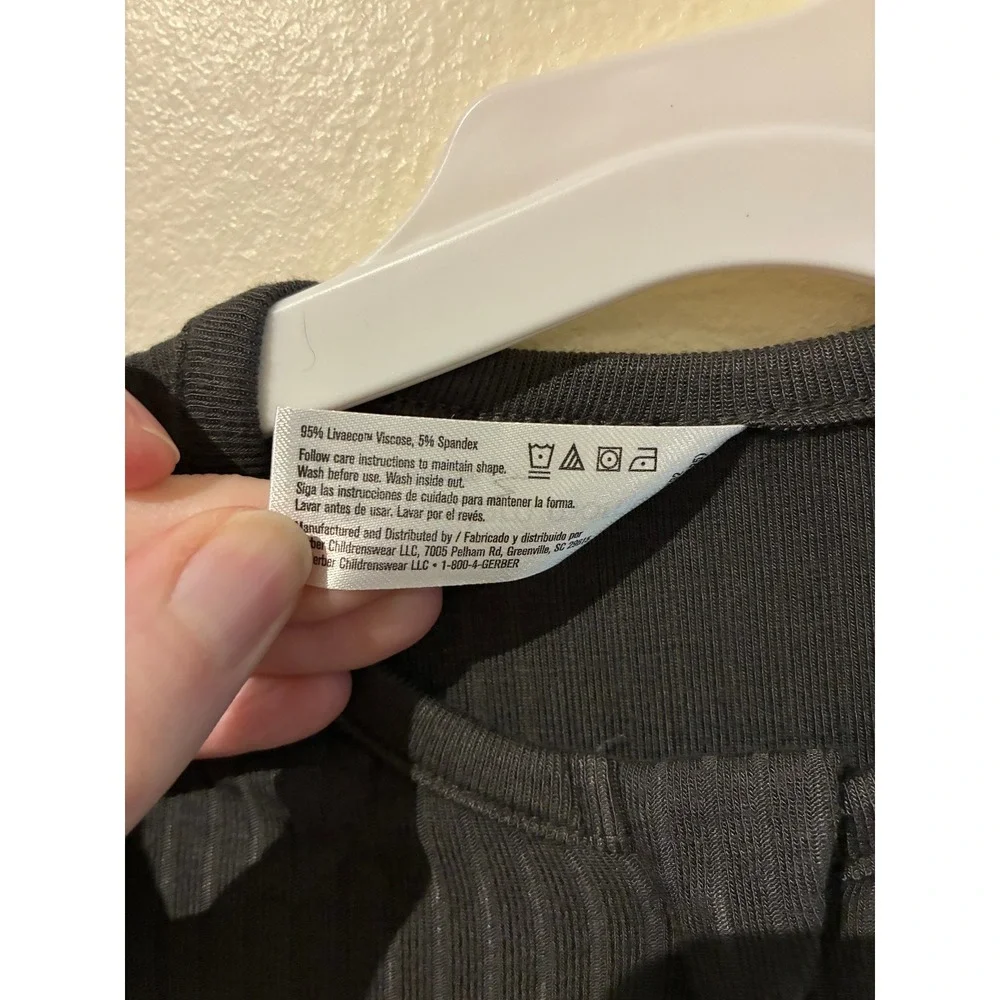NWT Modern Moments by Gerber Ribbed Viscose Dark Grey Romper 12M